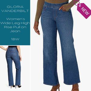 Gloria Vanderbilt Women's Wide Leg High Rise Pull on Jean - 18W - NEW WITH TAGS